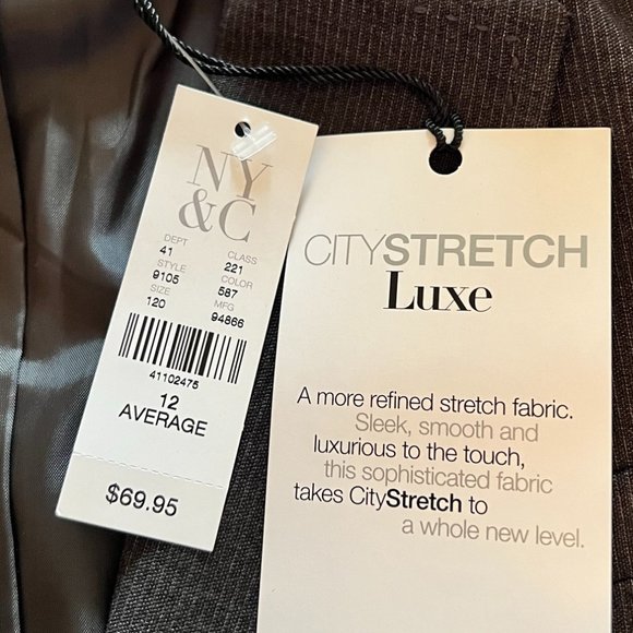 New York & Co Stretch 2-Button Black & Gray Pinstripe Blazer - 12 Average - Picture 5 of 6
